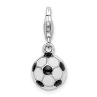 Sterling Silver Amore La Vita Rhodium-pl 3-D Enameled Soccer Ball Charm
