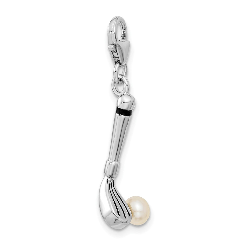 Sterling Silver Amore La Vita Rhod-pl Polished FWC Pearl Golf Club Charm