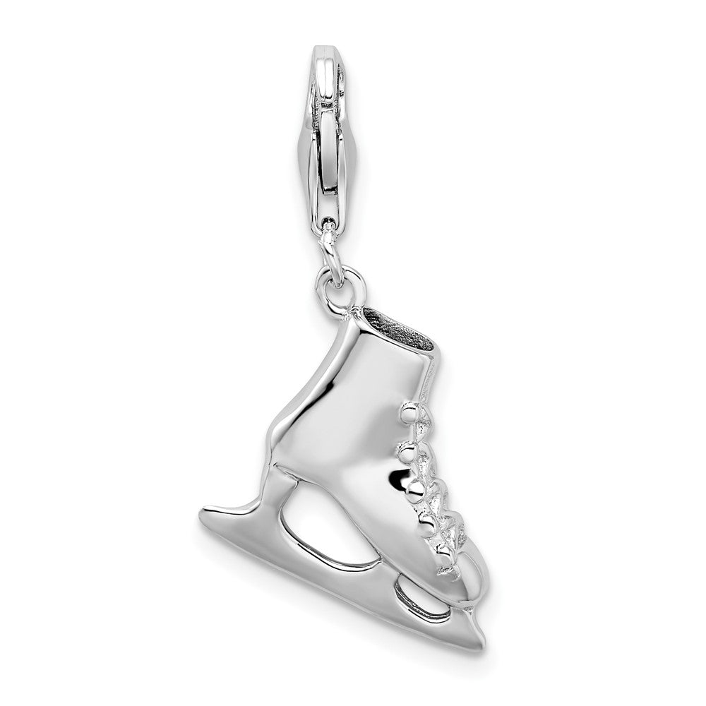 Sterling Silver Amore La Vita Rhodium-plated Polished 3D Ice Skate Charm