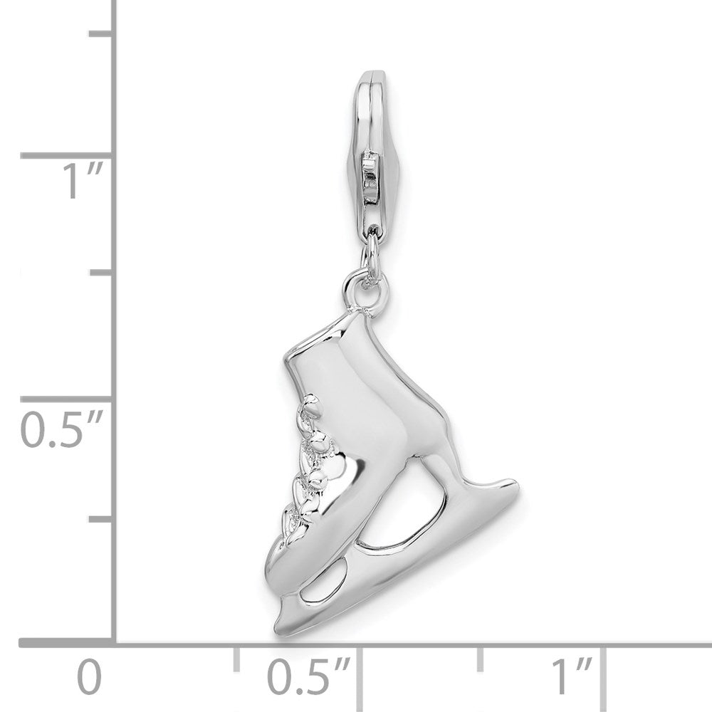 Sterling Silver Amore La Vita Rhodium-plated Polished 3D Ice Skate Charm