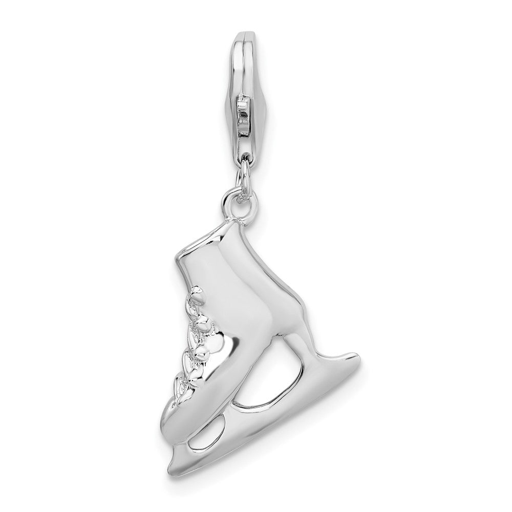 Sterling Silver Amore La Vita Rhodium-plated Polished 3D Ice Skate Charm