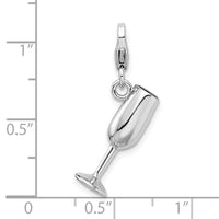 Sterling Silver Amore La Vita Rhod-pl 3-D Enameled Red Wine Glass Charm