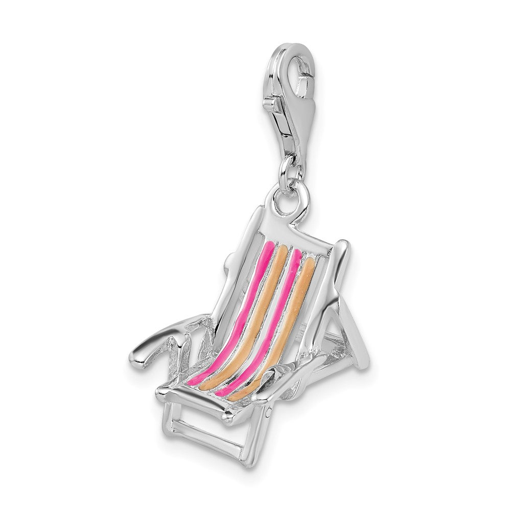 Sterling Silver Amore La Vita Rhodium-pl 3-D Enameled Beach Chair Charm