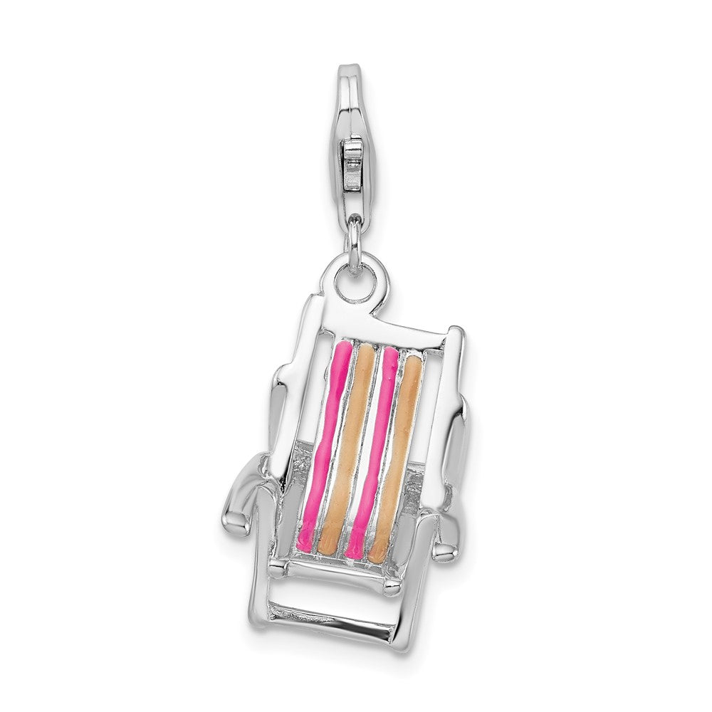 Sterling Silver Amore La Vita Rhodium-pl 3-D Enameled Beach Chair Charm