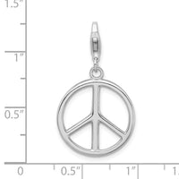 Sterling Silver Amore La Vita Rhodium-plated Large Peace Sign Charm