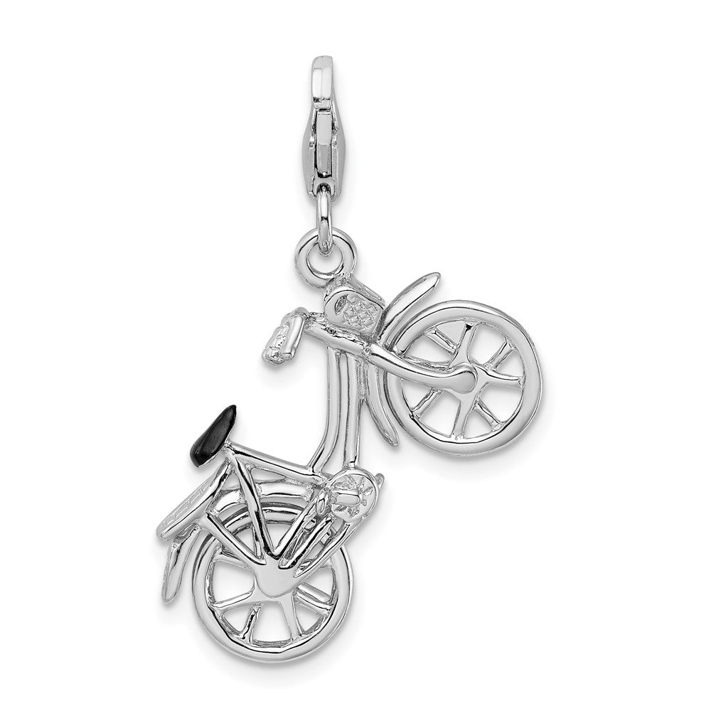 Sterling Silver Amore La Vita Rhodium-plated 3-D Enameled Bicycle Charm