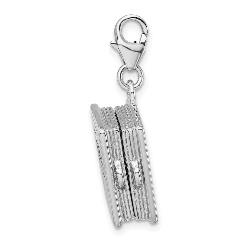 Sterling Silver Amore La Vita Rhodium-plated 3-D Enameled Bible Charm