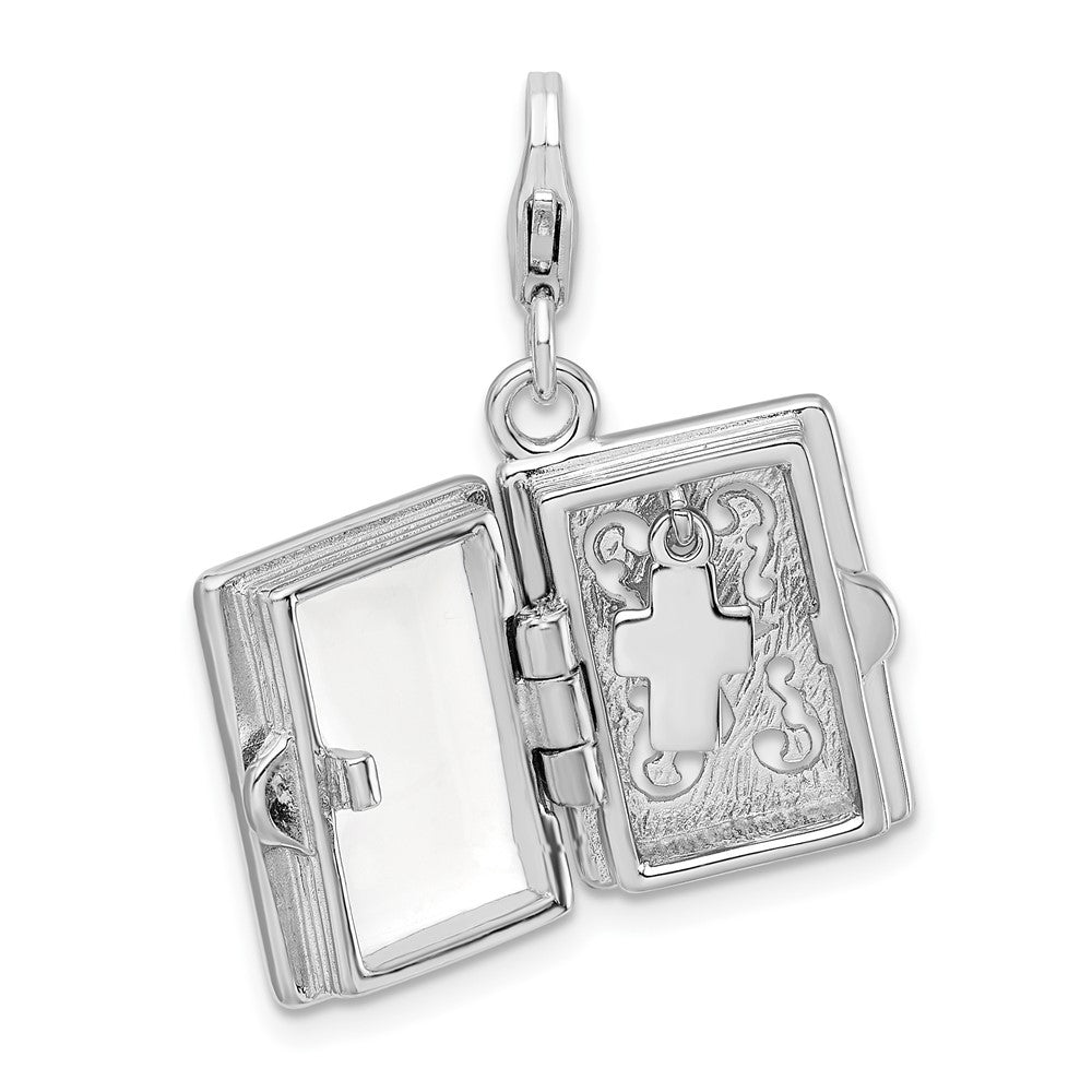 Sterling Silver Amore La Vita Rhodium-plated 3-D Enameled Bible Charm