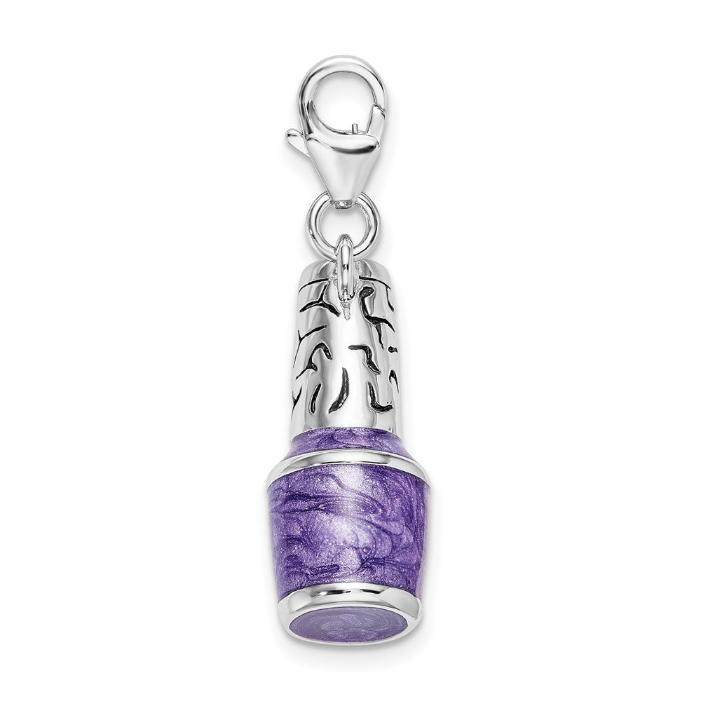 Sterling Silver Amore La Vita Rh-pl 3-D Enameled Nail Polish Bottle Charm