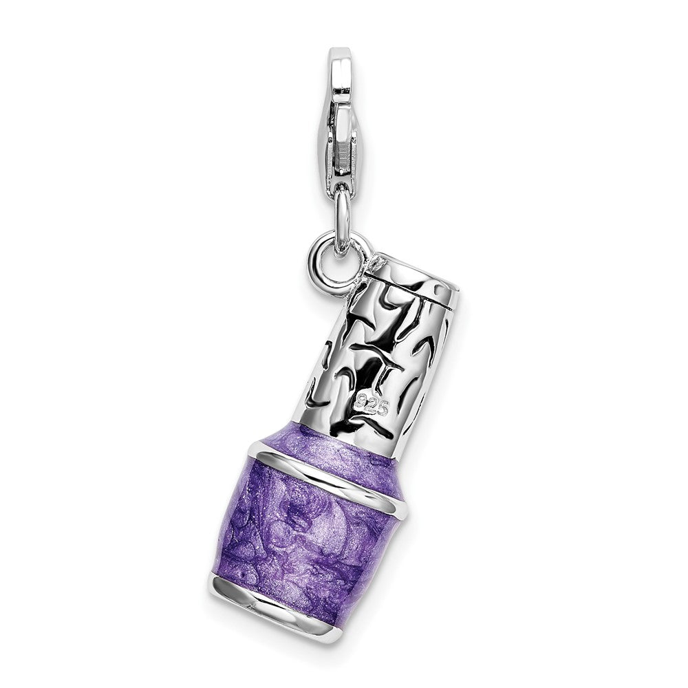 Sterling Silver Amore La Vita Rh-pl 3-D Enameled Nail Polish Bottle Charm