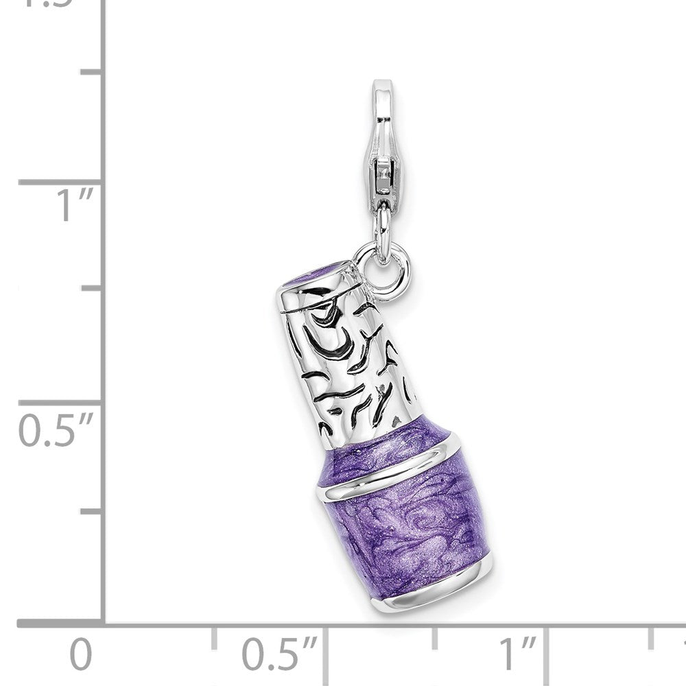Sterling Silver Amore La Vita Rh-pl 3-D Enameled Nail Polish Bottle Charm