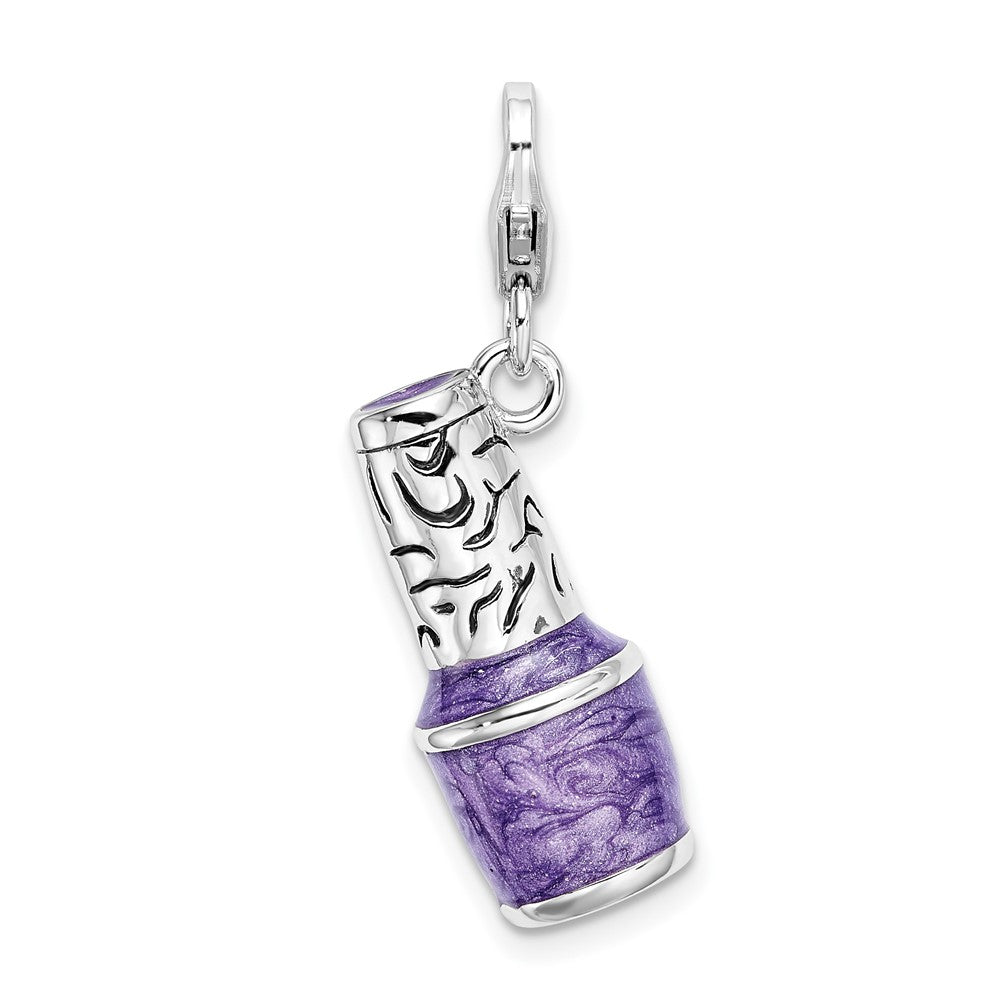 Sterling Silver Amore La Vita Rh-pl 3-D Enameled Nail Polish Bottle Charm