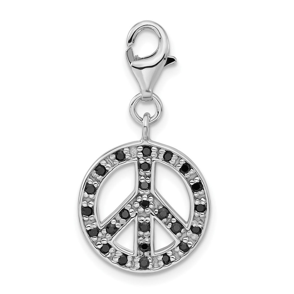 Sterling Silver Click-on CZ Polished Peace Charm