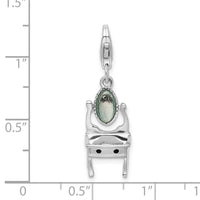 Sterling Silver Amore La Vita Rhodium-pl Polished Enameled Vanity Charm