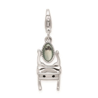 Sterling Silver Amore La Vita Rhodium-pl Polished Enameled Vanity Charm