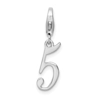 Sterling Silver Amore La Vita Rhodium-plated Polished Number 5 Charm