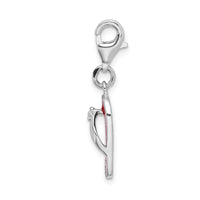 Sterling Silver Amore La Vita Rhodium-pl Red Enameled Sandal Charm