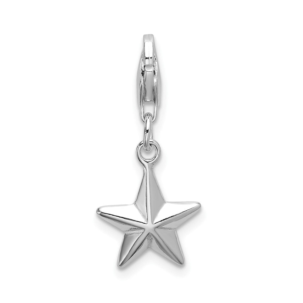 Sterling Silver Amore La Vita Rhodium-plated Diamond-cut Star Charm