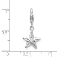 Sterling Silver Amore La Vita Rhodium-plated Diamond-cut Star Charm