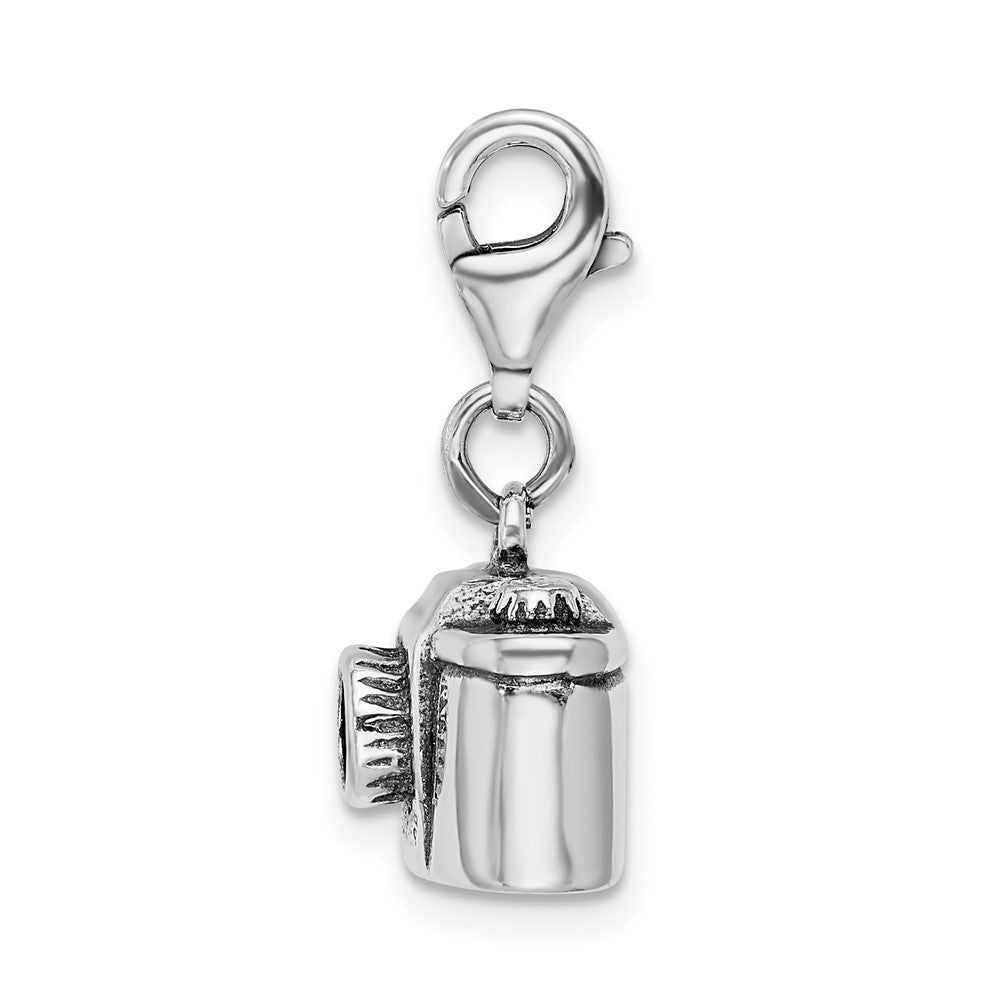 Sterling Silver Amore La Vita Rhodium-pl Antiqued Polished Camera Charm