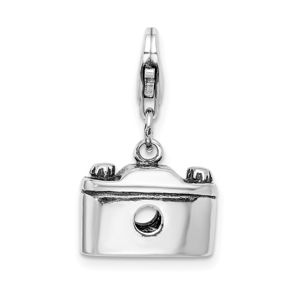 Sterling Silver Amore La Vita Rhodium-pl Antiqued Polished Camera Charm