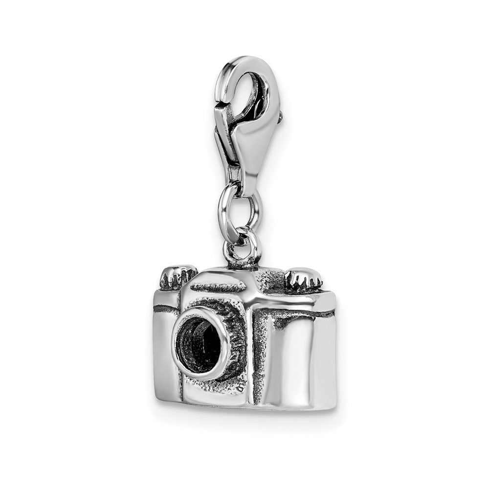 Sterling Silver Amore La Vita Rhodium-pl Antiqued Polished Camera Charm