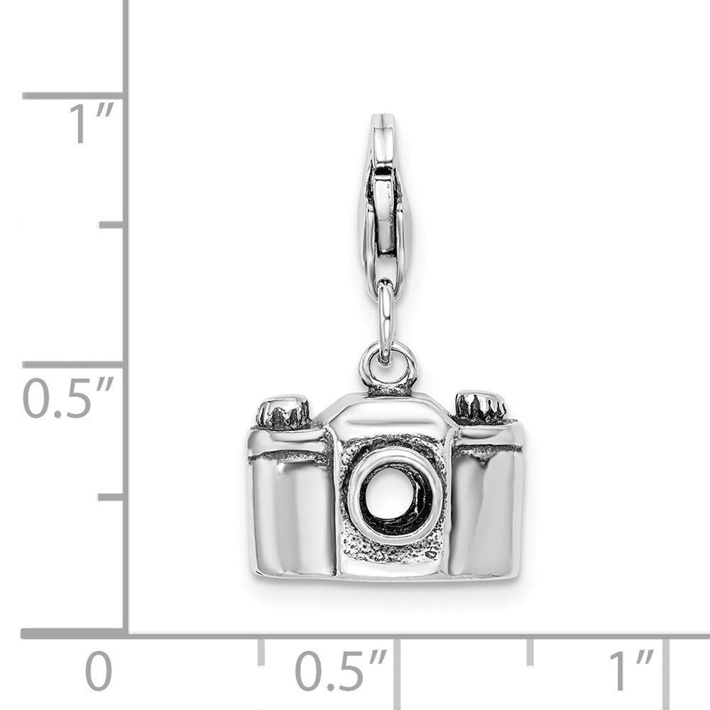 Sterling Silver Amore La Vita Rhodium-pl Antiqued Polished Camera Charm