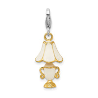 Sterling Silver Amore La Vita Rh-pl Gold-plated Enameled 3-D Lamp Charm