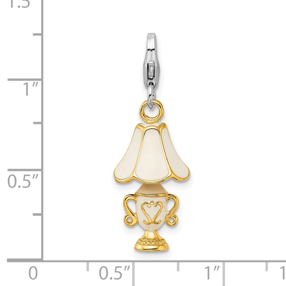 Sterling Silver Amore La Vita Rh-pl Gold-plated Enameled 3-D Lamp Charm