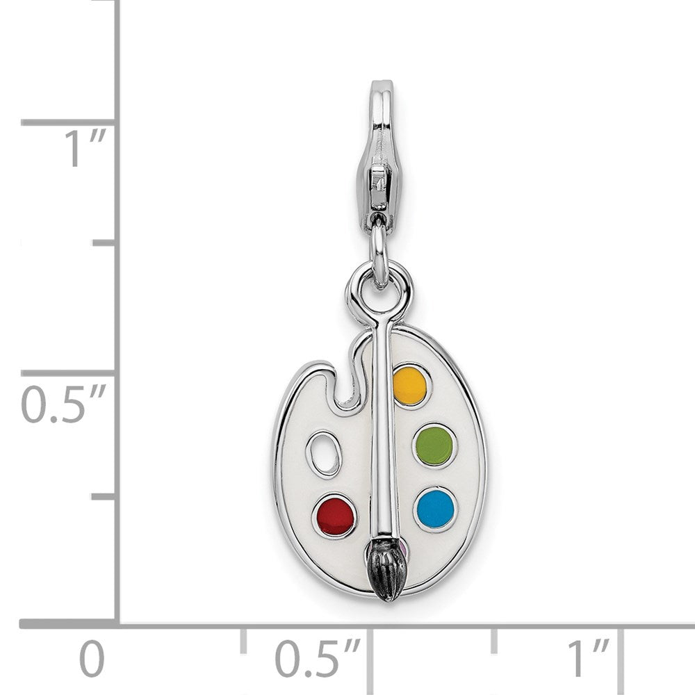 Sterling Silver Amore La Vita Rhod-pl Enameled 3-D Palette Brush Charm
