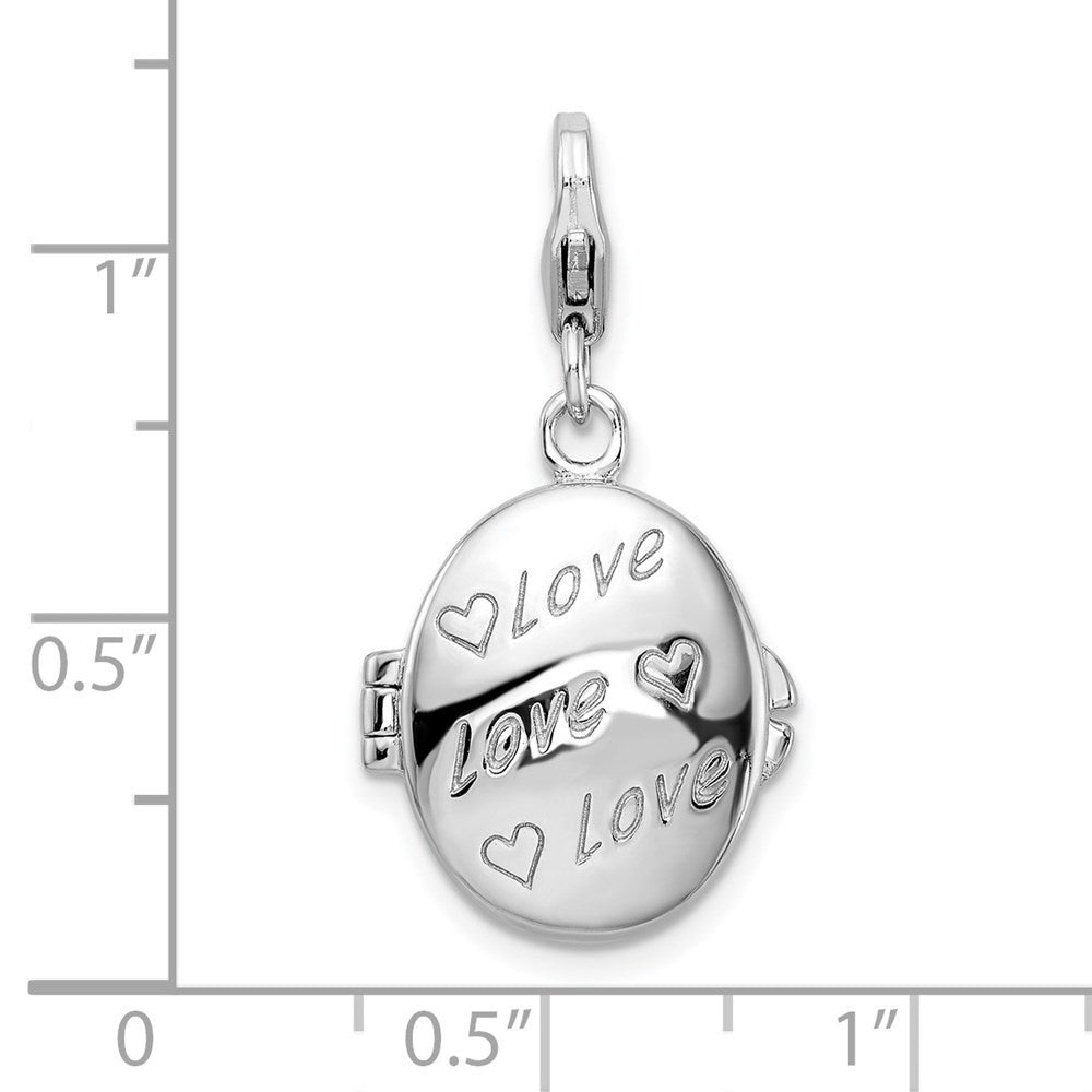 Sterling Silver Amore La Vita Rhod-plated Enameled Love Compact Charm