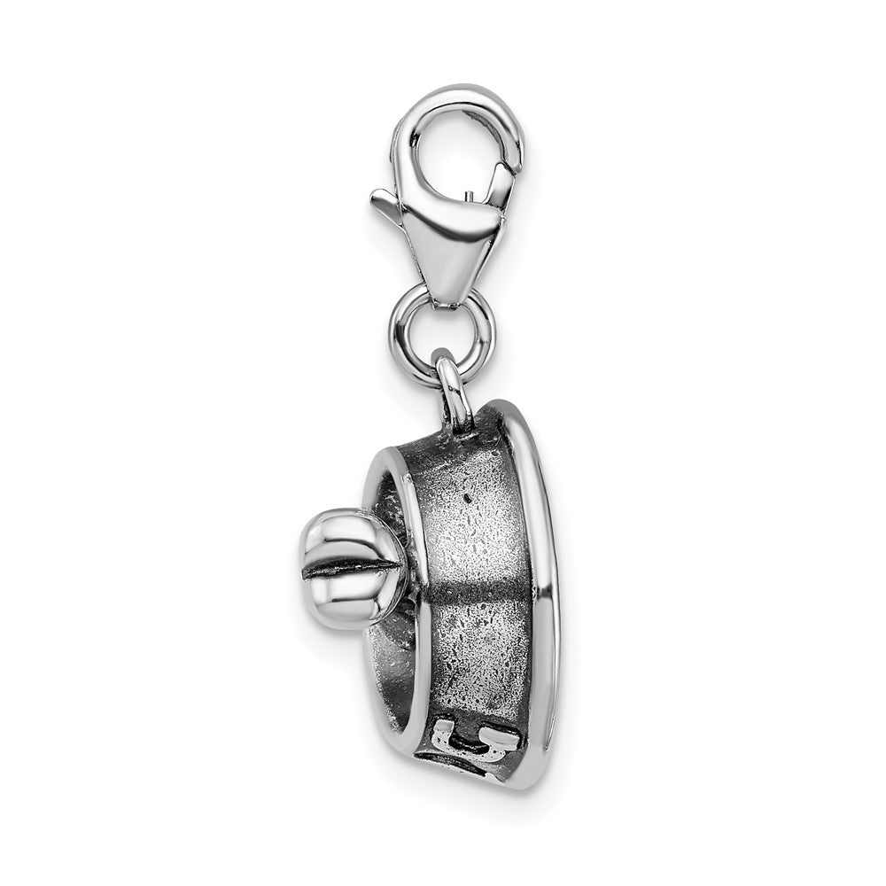 Sterling Silver 3-D Dog Bowl & Bone w/Lobster Clasp Charm