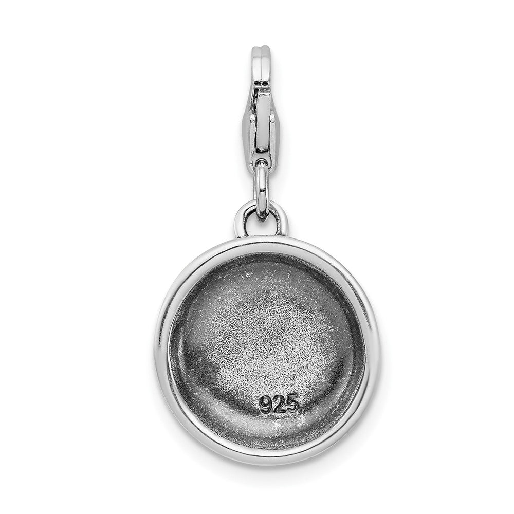 Sterling Silver 3-D Dog Bowl & Bone w/Lobster Clasp Charm