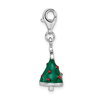 Sterling Silver Rhodium-plated 3-D Enameled Christmas Tree