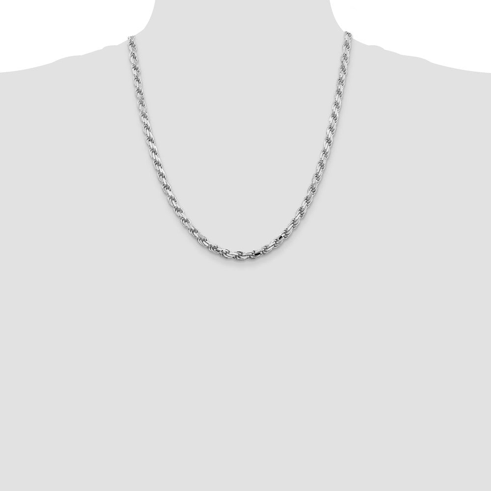 Sterling Silver Rhodium-plated 5.75mm Diamond-cut Rope Chain