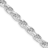 Sterling Silver Rhodium-plated 5.75mm Diamond-cut Rope Chain