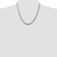 Sterling Silver Rhodium-plated 7mm Diamond-cut Rope Chain