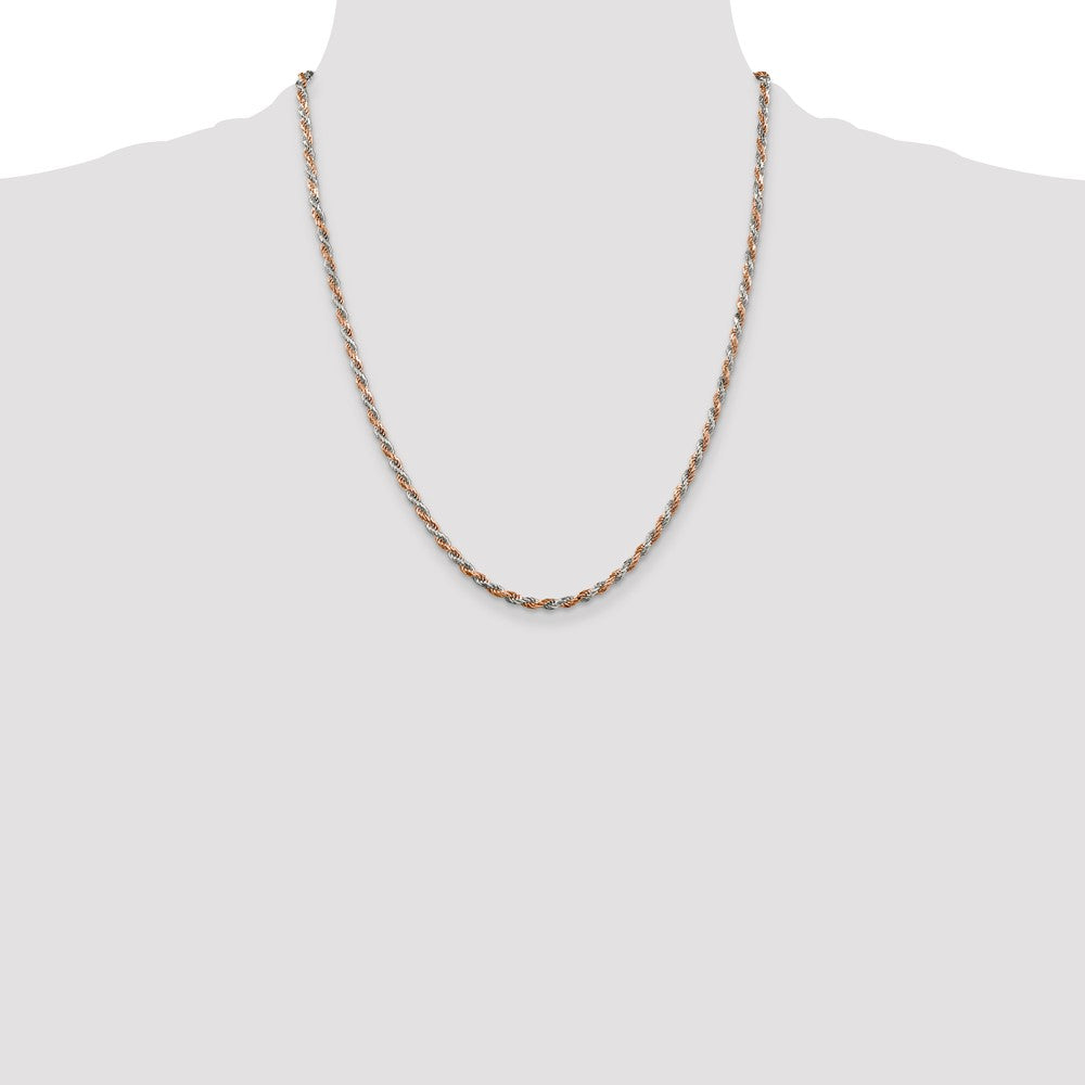 Sterling Silver And Rose Vermeil 2.5mm Diamond-cut Rope Chain