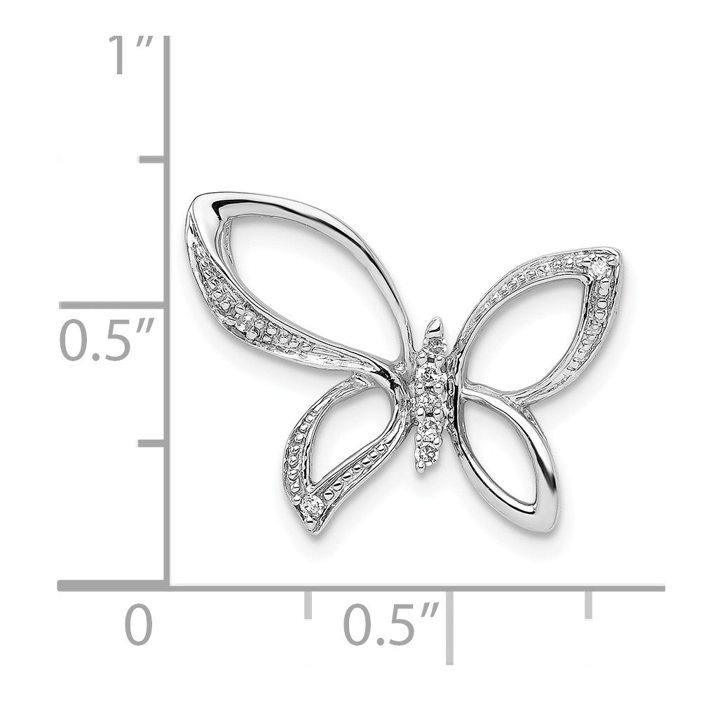 Sterling Silver Rhodium Diam. Butterfly Pendant
