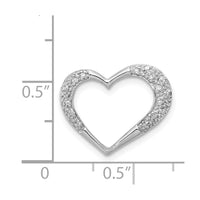 Sterling Silver Rhodium Diamond Heart Chain Slide