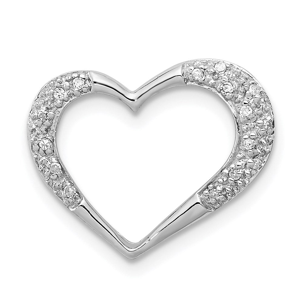 Sterling Silver Rhodium Diamond Heart Chain Slide
