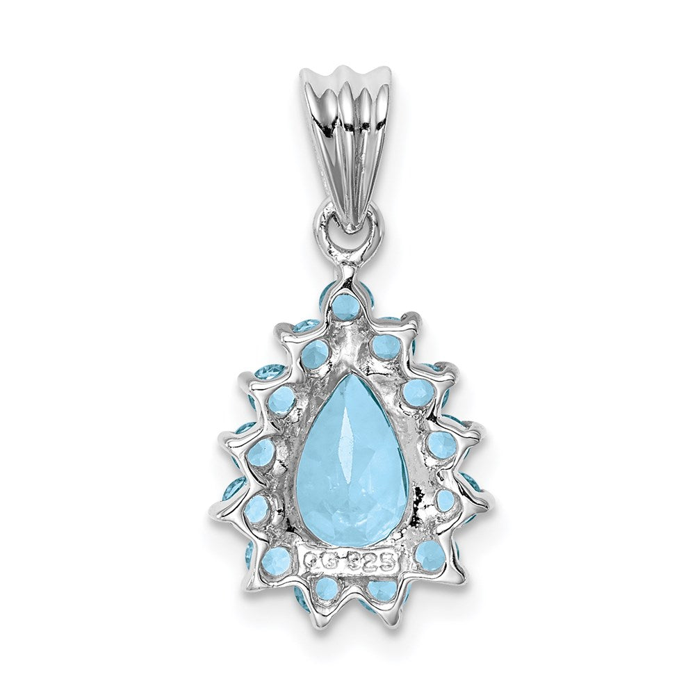 Sterling Silver Rhodium-plated Light Swiss Blue Topaz Pear-shaped Pendant