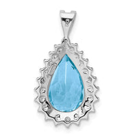 Sterling Silver Rhodium-plated Light Swiss Blue Topaz Diamond Pendant