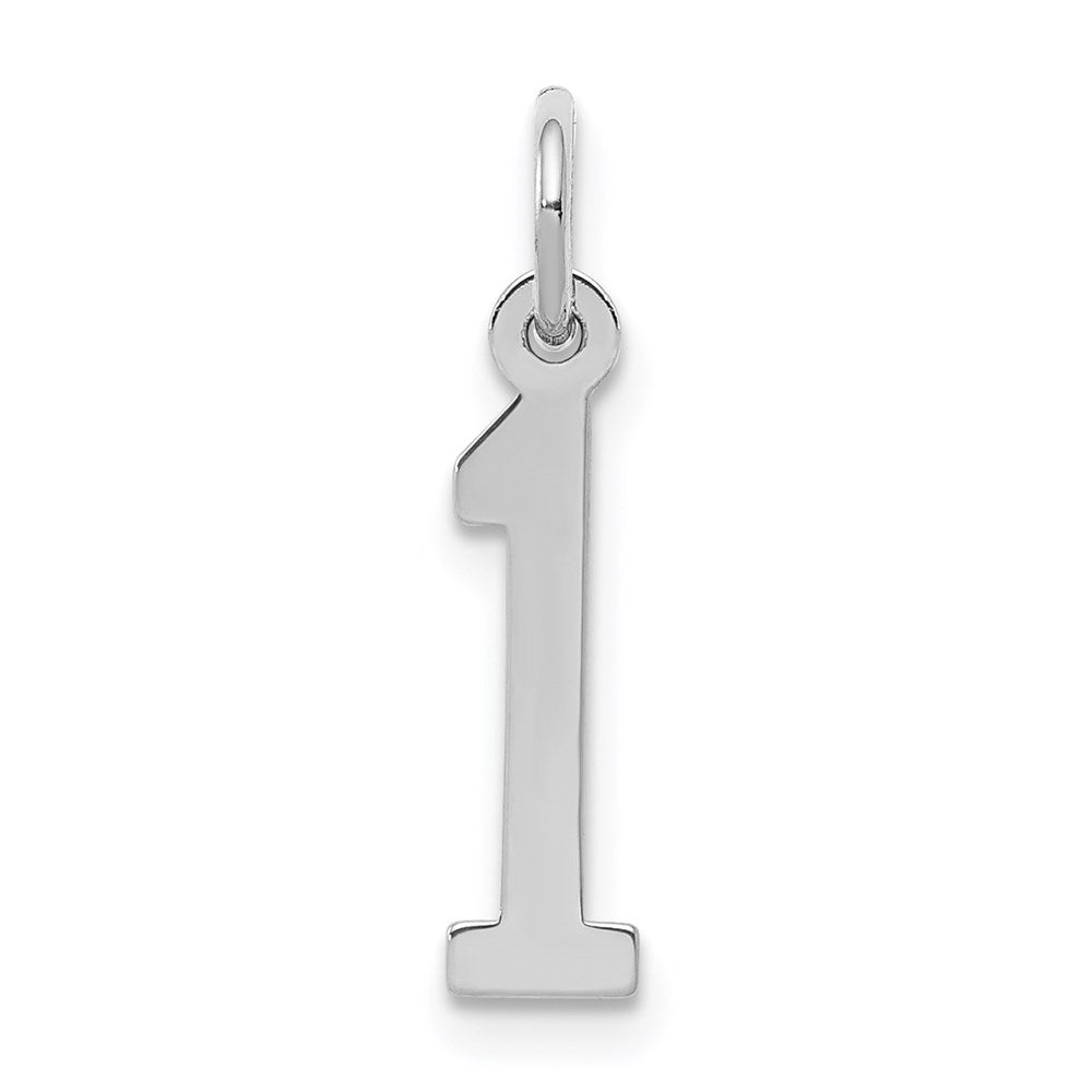 Sterling Silver/Rhodium-plated Elongated Polished Number 1 Charm