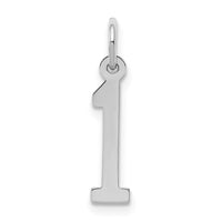 Sterling Silver/Rhodium-plated Elongated Polished Number 1 Charm