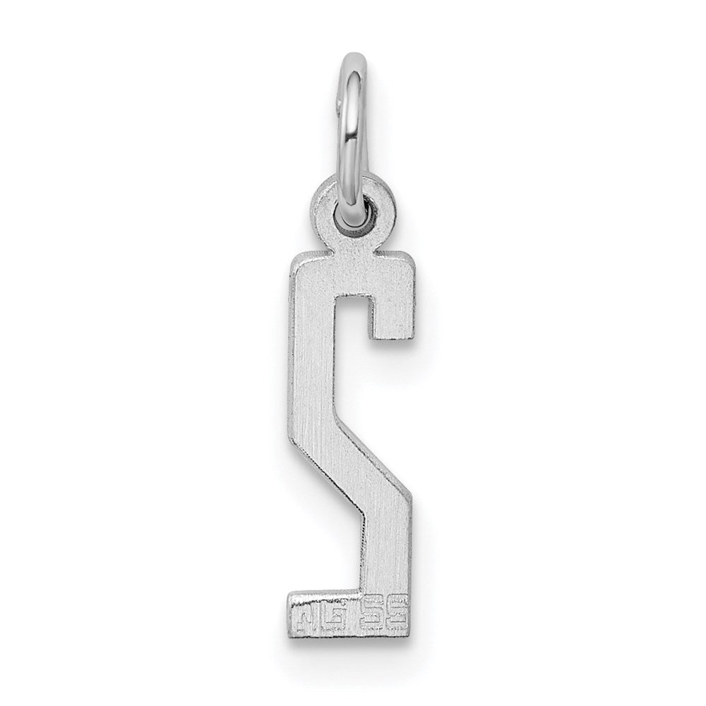 Sterling Silver/Rhodium-plated Elongated Polished Number 2 Charm