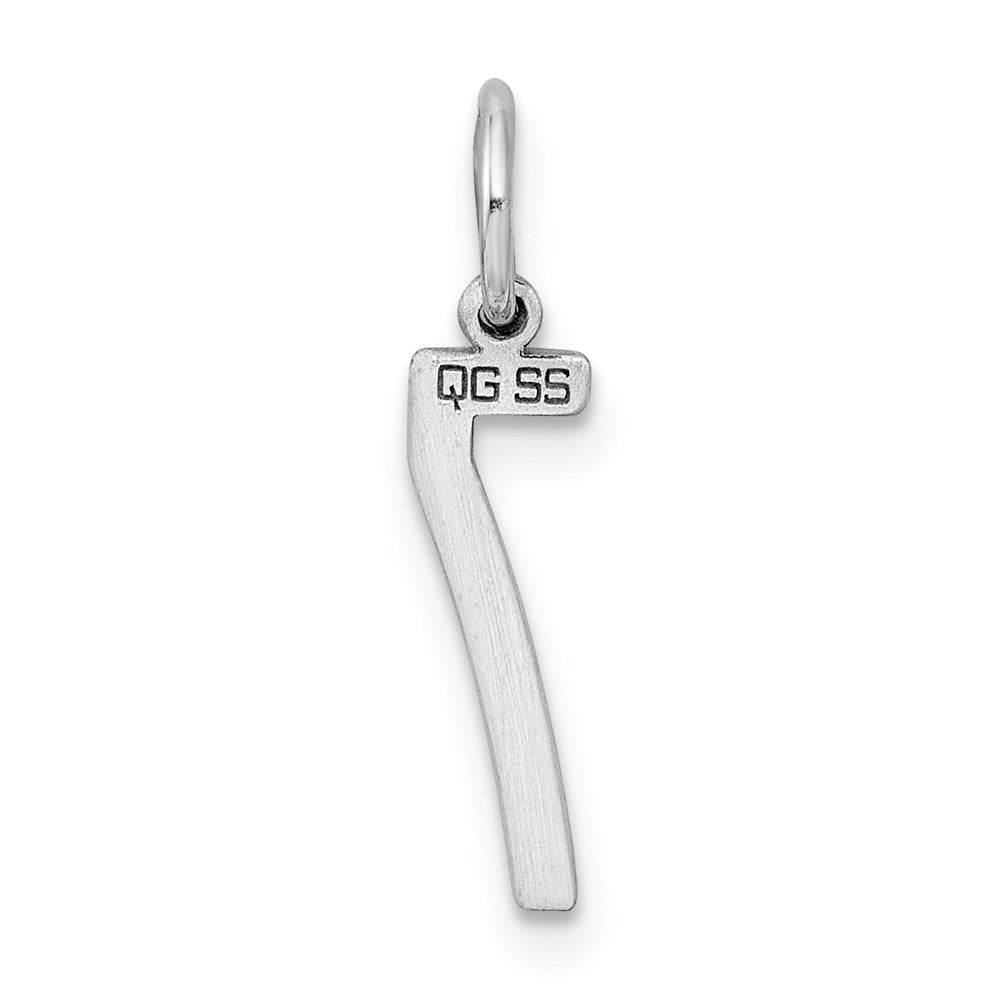 Sterling Silver/Rhodium-plated Elongated Polished Number 7 Charm