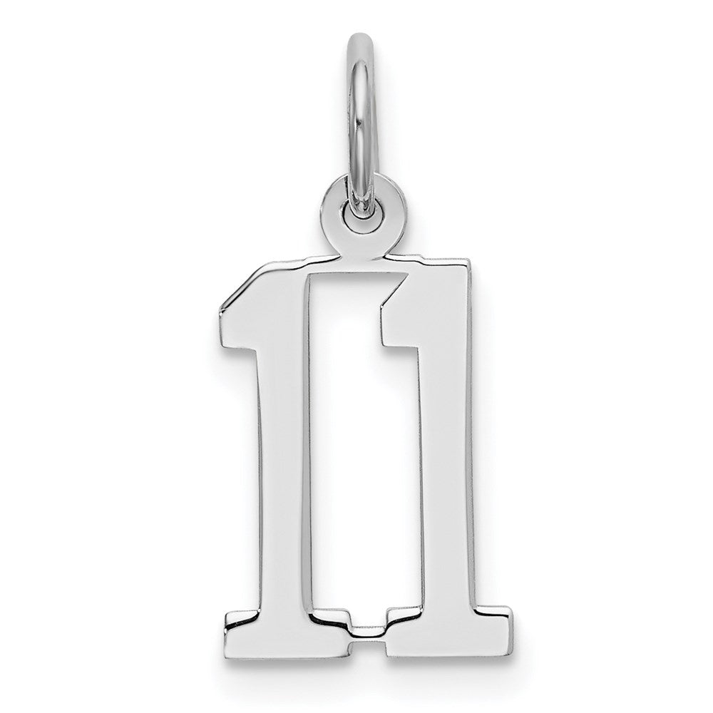 Sterling Silver/Rhodium-plated Elongated Number 11 Charm