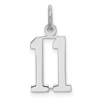 Sterling Silver/Rhodium-plated Elongated Number 11 Charm