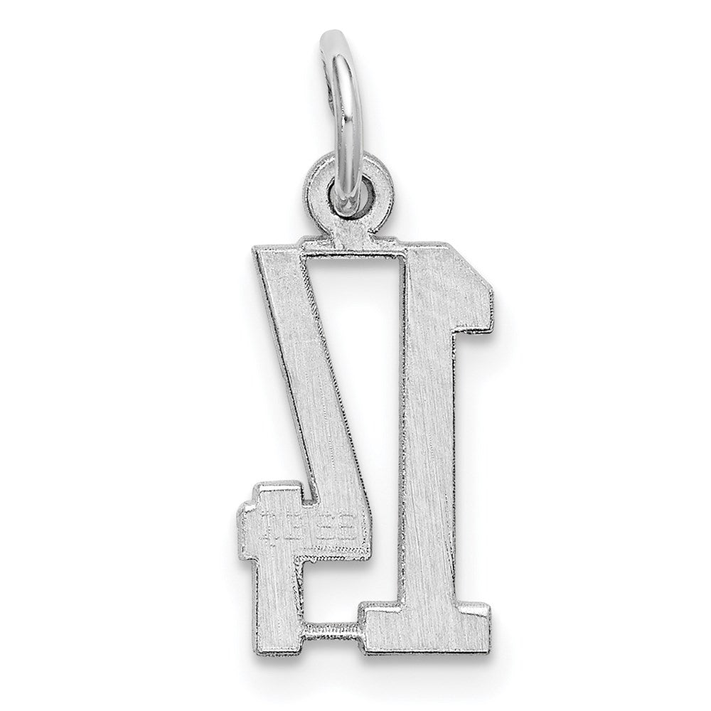 Sterling Silver/Rhodium-plated Elongated Number 14 Charm